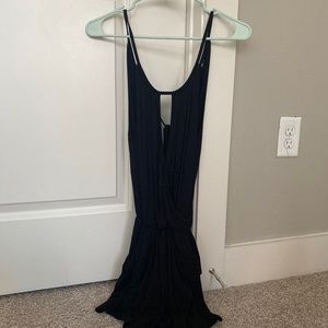 Black overlay stretchy tank top romper